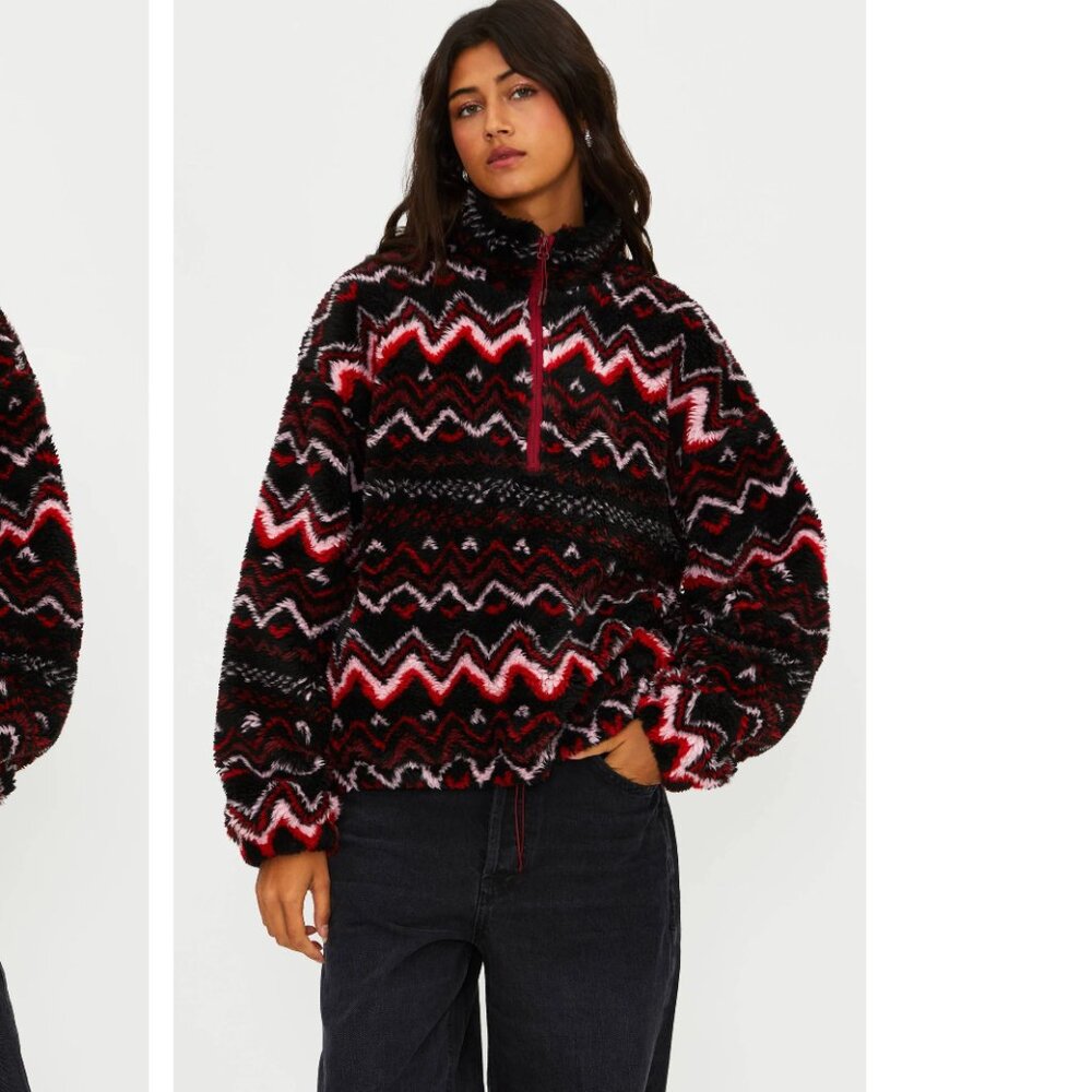 Anthropologie x Beach Riot Leona Slopes Sherpa Quarter-Zip Pullover Size M NWOT - Picture 13 of 15